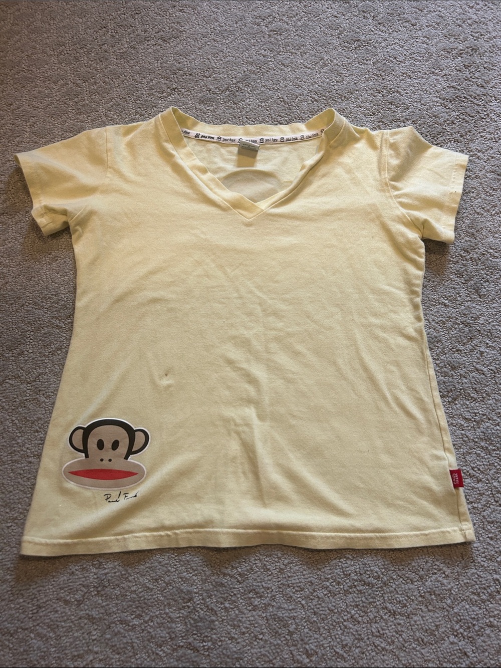 Paul Frank Yellow V-Neck Tee with Julius Monkey Graphic